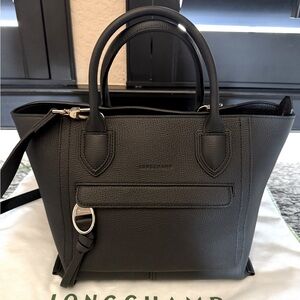 Longchamp Leather Mailbox Medium Tote Handbag